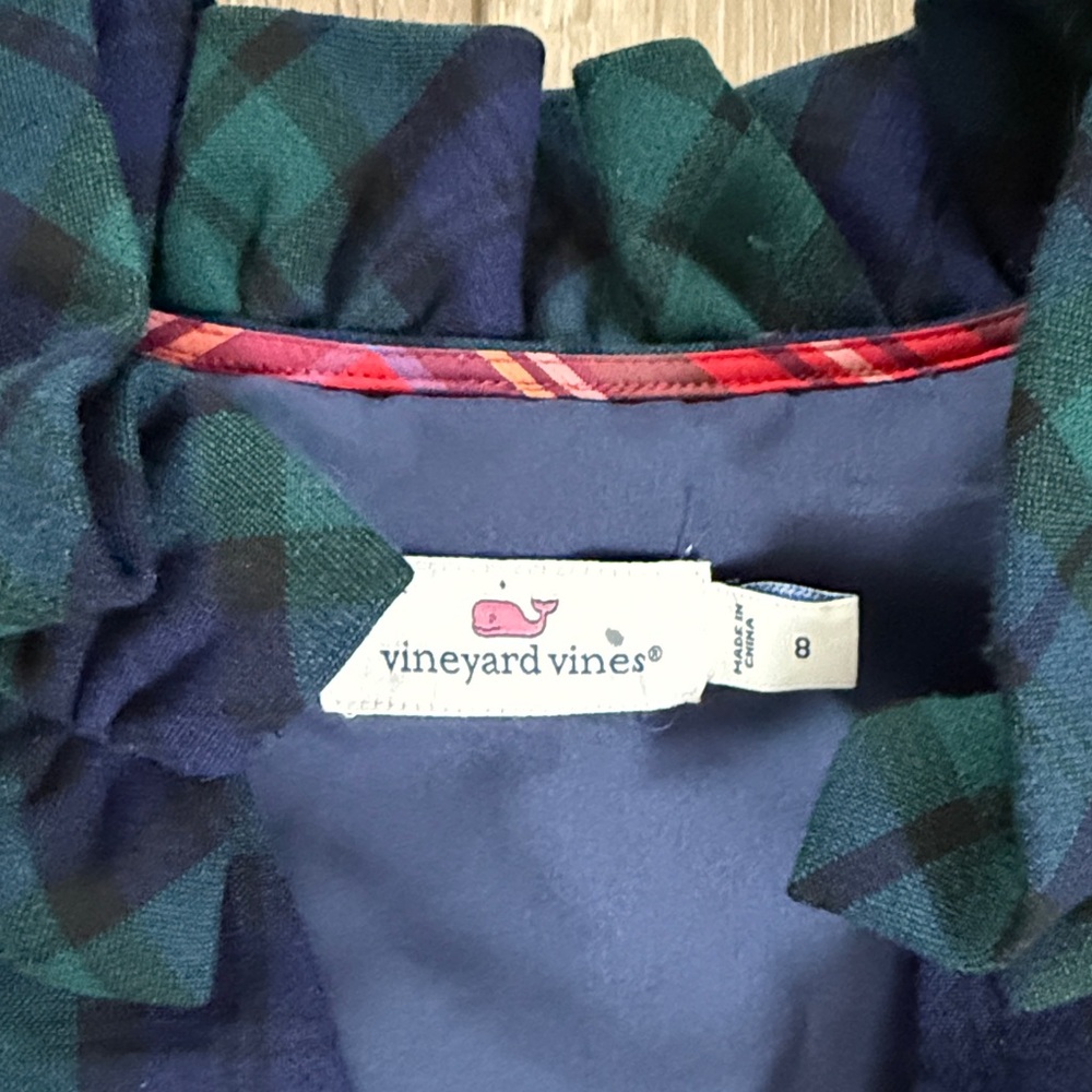 Vineyard Vines Green and Blue Plaid woman’s dress size 8 
Side zipper - Picture 2 of 3